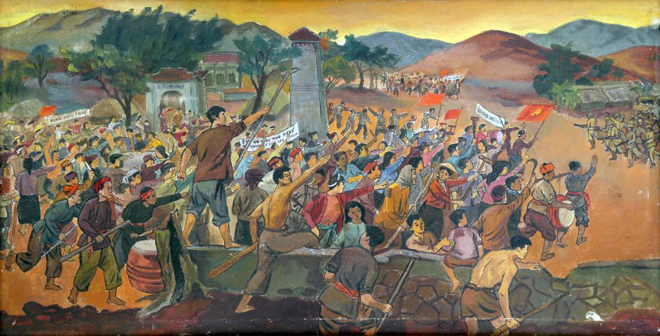 Tranh vẽ về phong trào Xô Viết-Nghệ Tĩnh năm 1930 của Nguyễn Đức Nùng.	