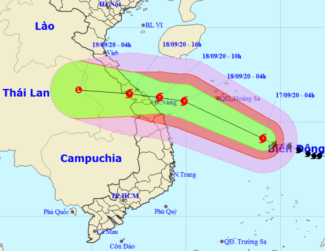 The expected track of the storm (Source: The National Centre for Hydro-Meteorological Forecasting)