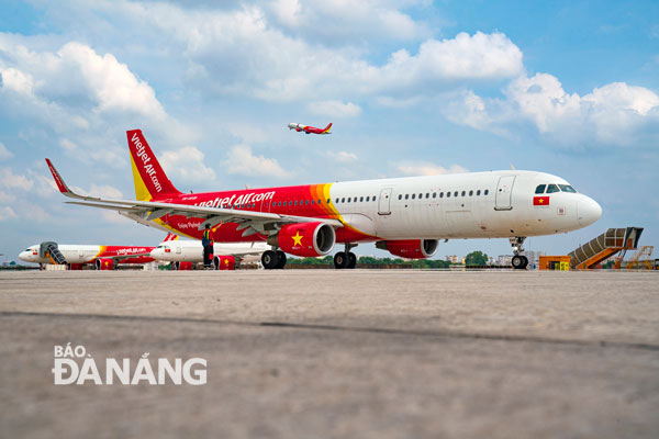 Aircraft of Vietjet Air at Da Nang airport