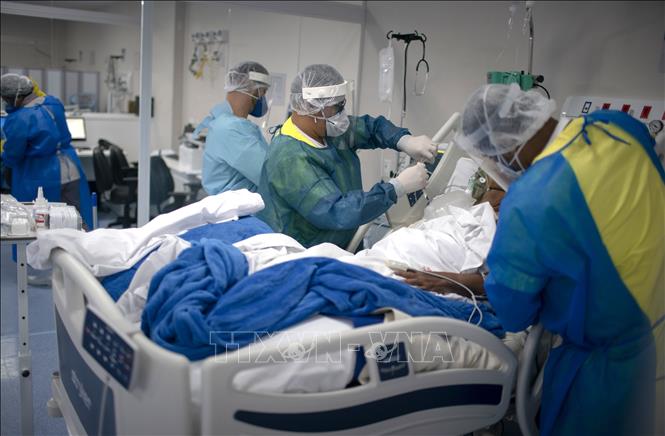 Điều trị cho bệnh nhân nhiễm COVID-19 tại Rio de Janeiro, Brazil. Ảnh: AFP/TTXVN
