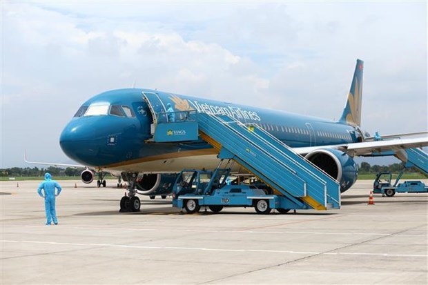 A Vietnam Airline aircraft at Noi Bai International Airport (Photo: VNA)