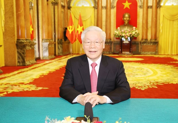 Party General Secretary and State President Nguyen Phu Trong in the video message to the High-level General Debate of the 75th session of the UN General Assembly (Photo: VNA)