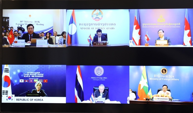 The 10th Mekong-ASEAN Foreign Ministers' Meeting was held in a virtual format on Monday. — VNA/VNS Photo Văn Điệp