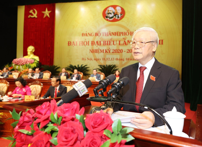 Tổng Bí thư, Chủ tịch nước Nguyễn Phú Trọng phát biểu  chỉ đạo Đại hội. Ảnh: TTXVN