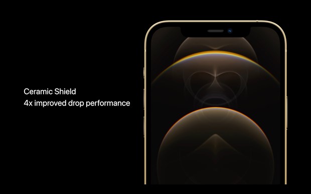 Apple cho biết lớp gốm chống xước trên màn hình sẽ khiến iPhone 12 Pro bền gấp 4 lần so với thông thường. (Ảnh chụp màn hình)
