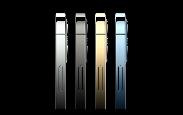 iPhone 12 Pro có 4 màu sắc: bạc, than chì, vàng và xanh dương. (Ảnh chụp màn hình)