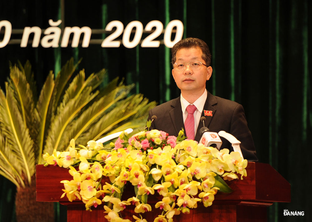Đồng chí Nguyễn Văn Quảng được bầu làm Bí thư Thành ủy Đà Nẵng khóa XXII, nhiệm kỳ 2020-2025. ẢNH: VĂN NỞ