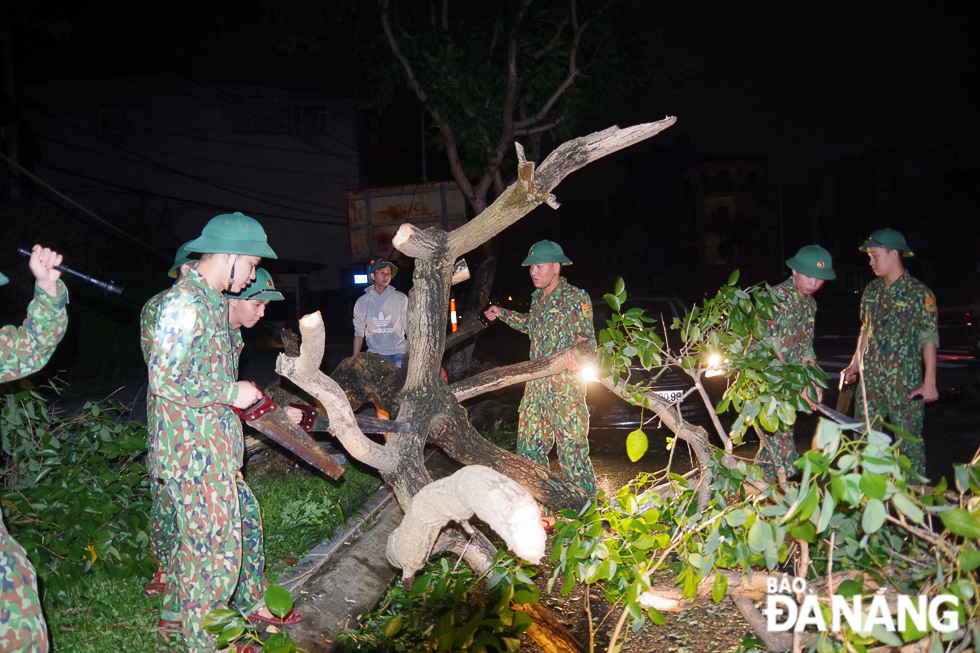 Local border guards actively engaged in clearing fallen trees overnight Wednesday