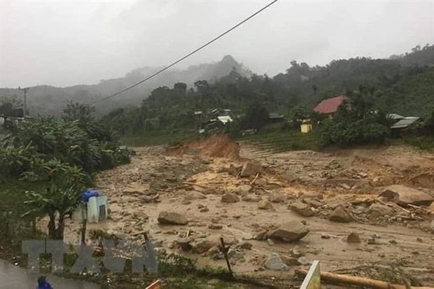 A landslide scene in Quang Nam (Photo: VNA) 