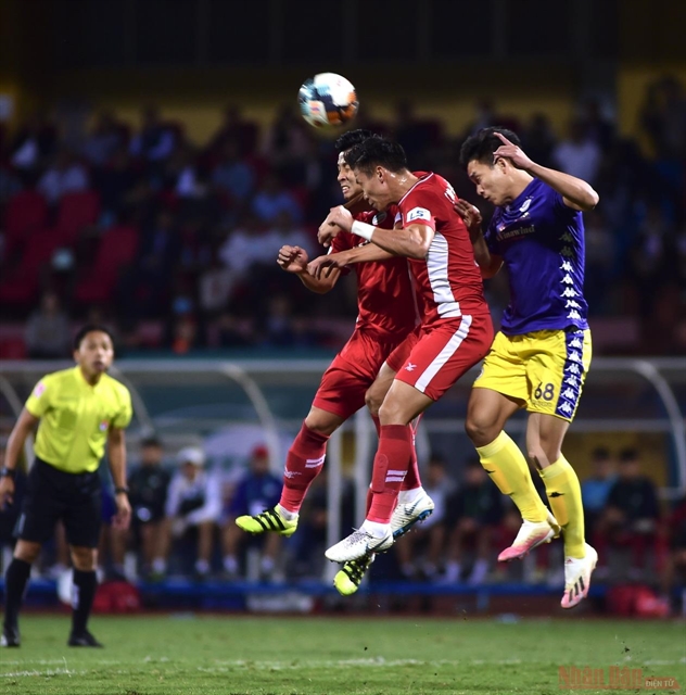 Viettel vs Hà Nội in the V.League 1 match on Thursday. The two teams drew 0-0. Photo nhandan.com.vn