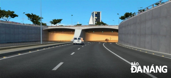 Phát thảo thiết kế dự án đường hầm qua Sân bay Quốc tế Đà Nẵng được UBND thành phố đề xuất WB Việt Nam nghiên cứu hỗ trợ đầu tư trong nhóm các dự án công trình trọng điểm, động lực phát triển đô thị. Ảnh: PV