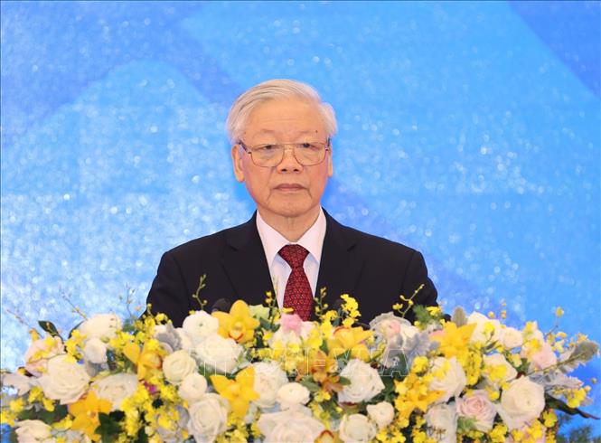 Tổng Bí thư, Chủ tịch nước Nguyễn Phú Trọng phát biểu chào mừng tại Lễ khai mạc. Ảnh: Trí Dũng/TTXVN