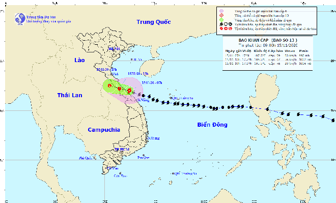 The expected track of the tropical depression (Source: The National Centre for Hydro-Meteorological Forecasting)