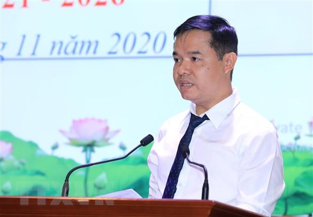 Ông Bùi Huy Thanh, Phó trưởng phòng tuyên truyền cổ động (Cục Văn hóa cơ sở, Bộ Văn hóa, Thể thao và Du lịch) phát biểu. (Ảnh: Thành Đạt/TTXVN)