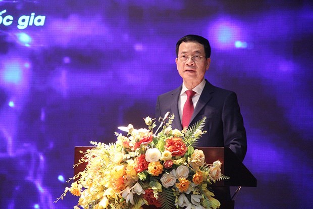 Minister of Information and Communications Nguyen Manh Hung addresses the first Vietnam Open Summit on November 18 (Photo: VNA)