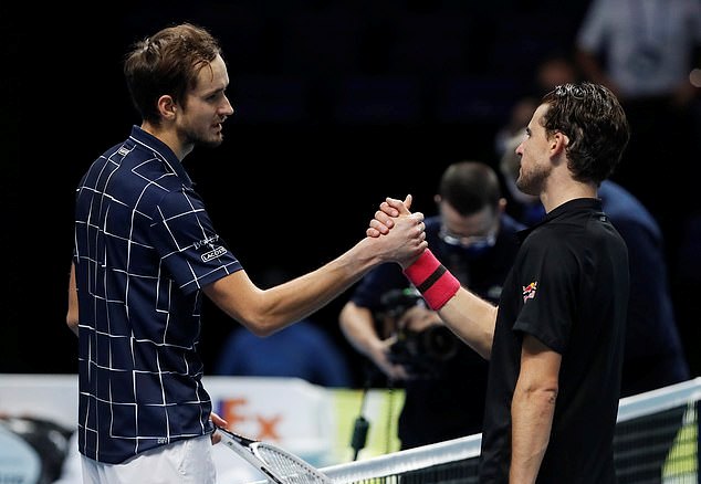 Trận chung kết ATP Finals 2020 giữa hai ngôi sao đang lên thuộc thế hệ mới là Medvedev và Thiem diễn ra rất hấp dẫn. Ảnh: DM