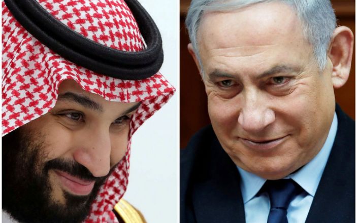 Thái tử Saudi Arabia Mohammed bin Salman (trái) và Thủ tướng Israel Benjamin Netanyahu được cho là đã gặp gỡ để bàn chuyện bình thường hóa quan hệ giữa hai nước. 					     Ảnh: Reuters