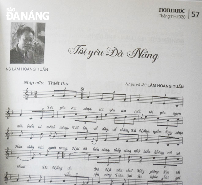 Ca khúc mới Tôi yêu Đà Nẵng của nhạc sĩ Lâm Hoàng Tuấn vừa được giới thiệu trên tạp chí Non Nước tháng 11-2020. Ảnh: Đ.H.L