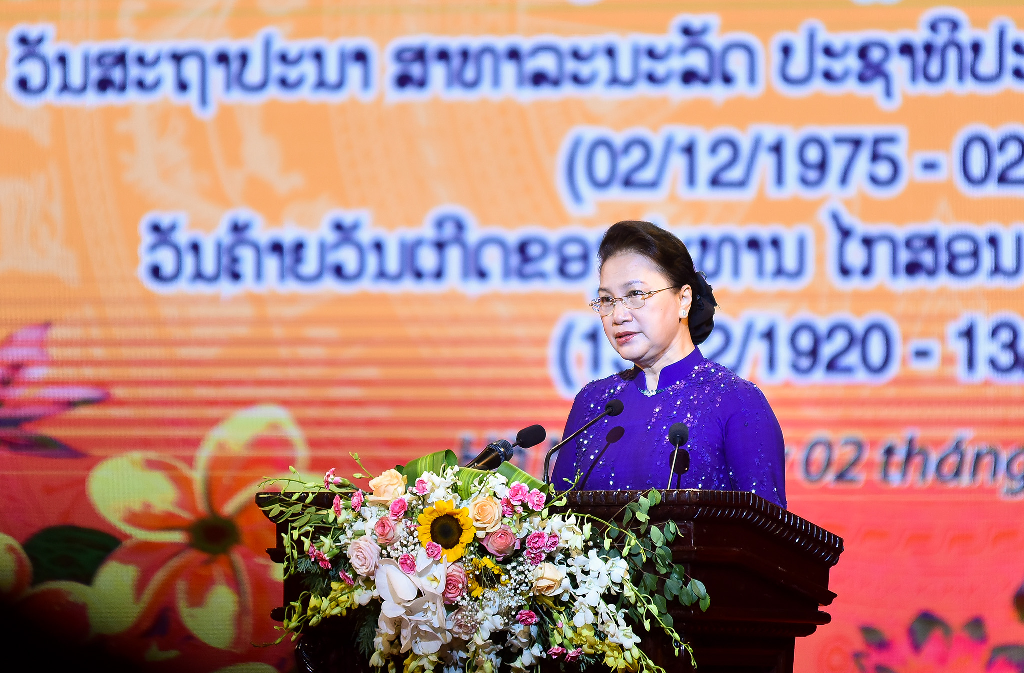 Chủ tịch Quốc hội Nguyễn Thị Kim Ngân phát biểu tại Lễ kỷ niệm.Ảnh: BNG