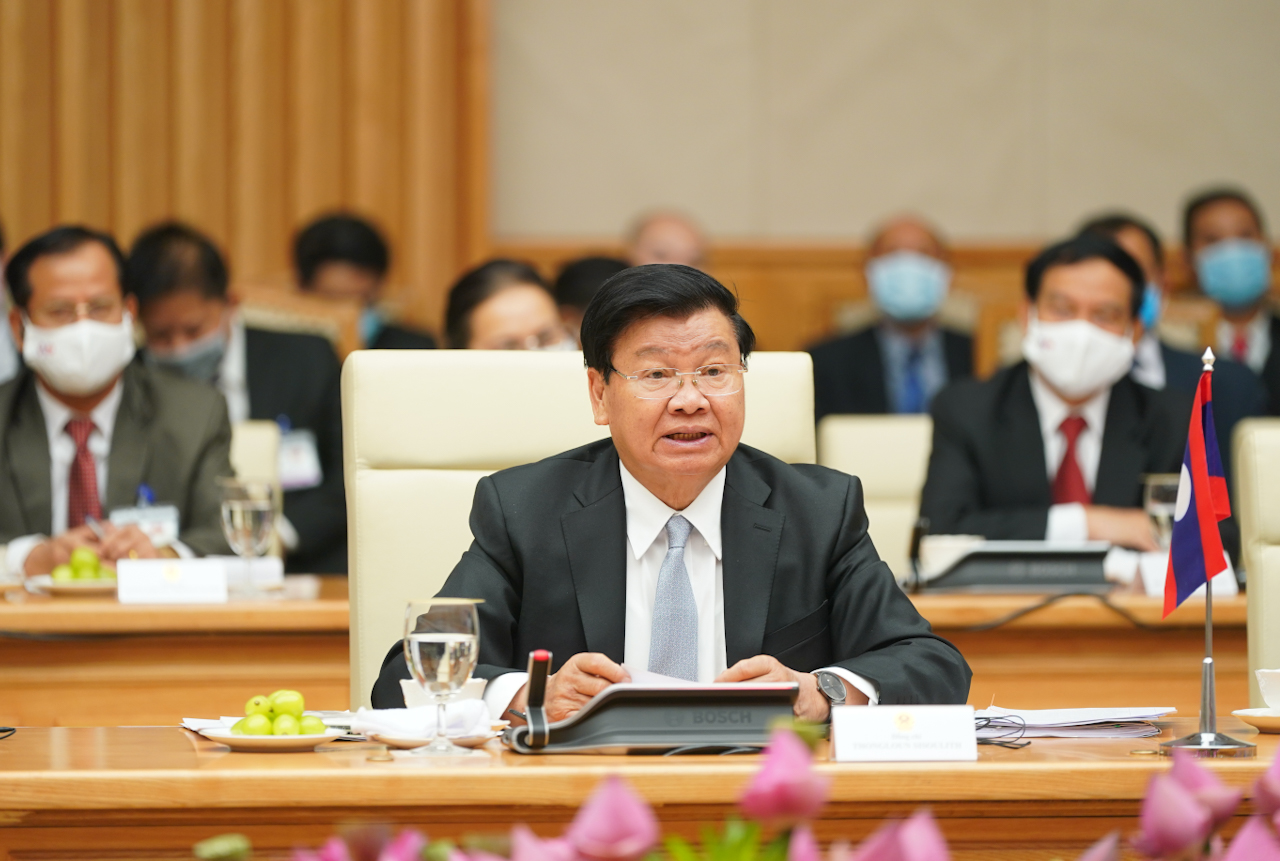 Thủ tướng Thongloun Sisoulith phát biểu tại kỳ họp. Ảnh VGP/Quang Hiếu