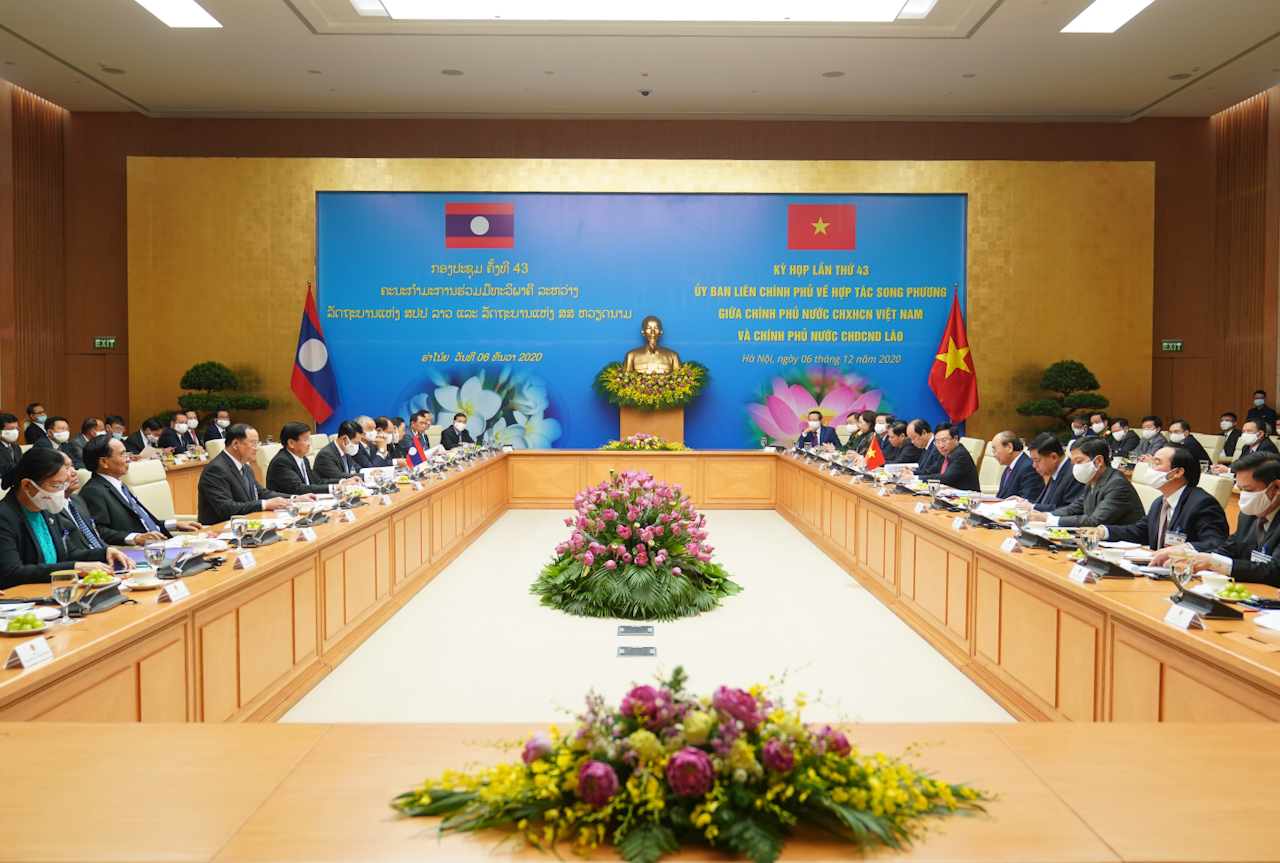 Quang cảnh kỳ họp lần thứ 43 Ủy ban liên Chính phủ Việt Nam-Lào. Ảnh: VGP/Quang Hiếu