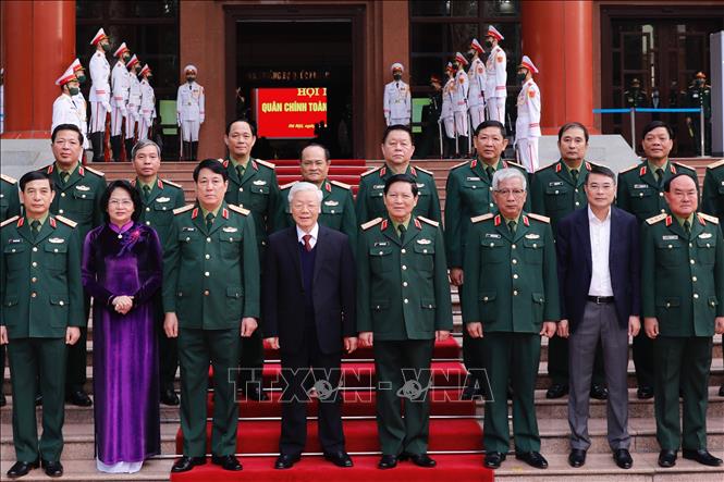 Tổng Bí thư, Chủ tịch nước Nguyễn Phú Trọng và các đại biểu dự Hội nghị. Ảnh: TTXVN