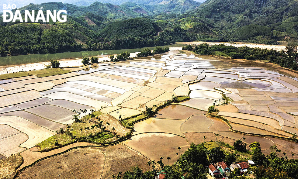 An aerial view of waterlogged fields 