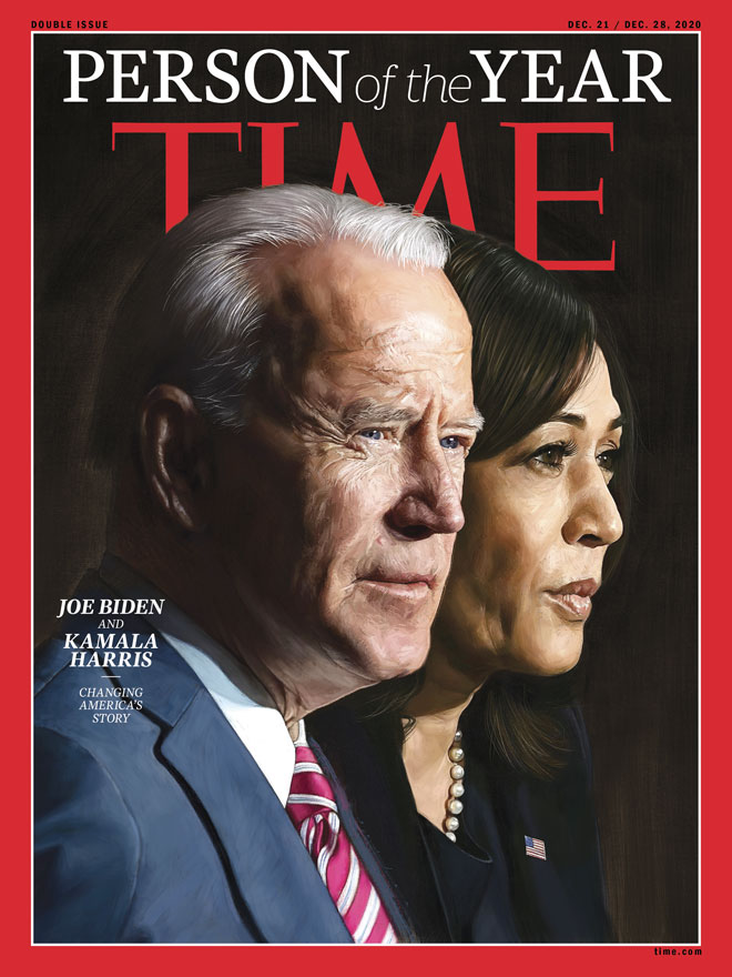 Ông Joe Biden và bà Kamala Harris trên trang bìa tạp chí Time. Ảnh: Time
