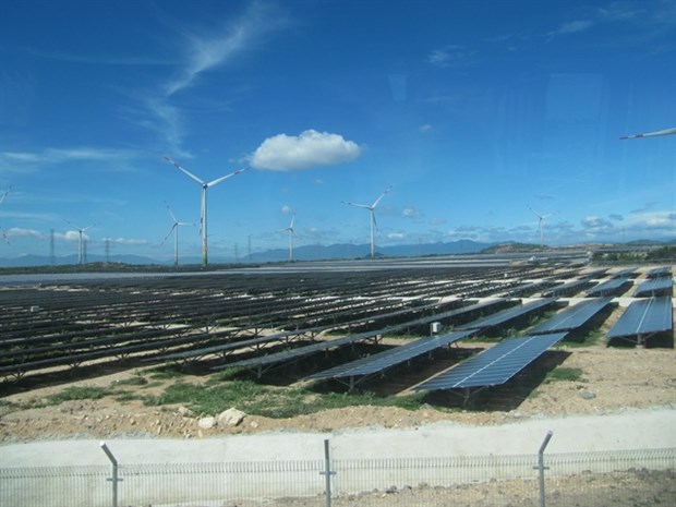 A solar power and wind power farm is put into operation in the south central Ninh Thuan province. (Photo: VNA)