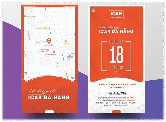 Thiệp mời tham dự khai trương ICAR Đà Nẵng.