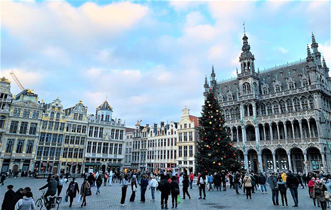  Quang cảnh quảng trường trung tâm thủ đô Brussels, Vương quốc Bỉ. Ảnh: Đức Hùng - Pv TTXVN tại Bỉ