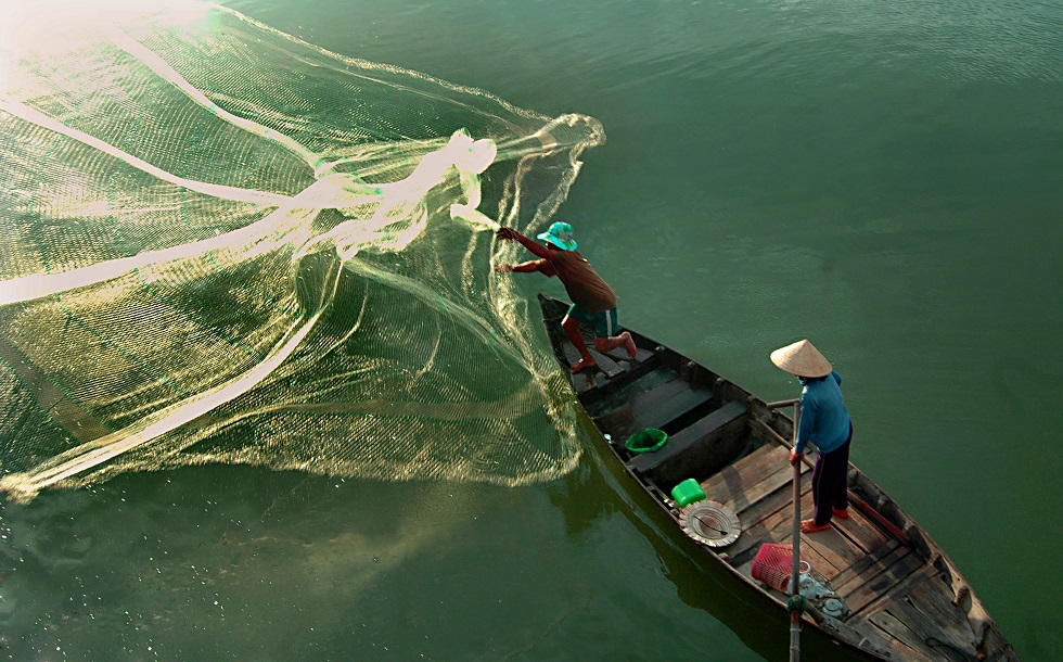 Hand-tossing of fishing nets with a hope of bumper hauls 