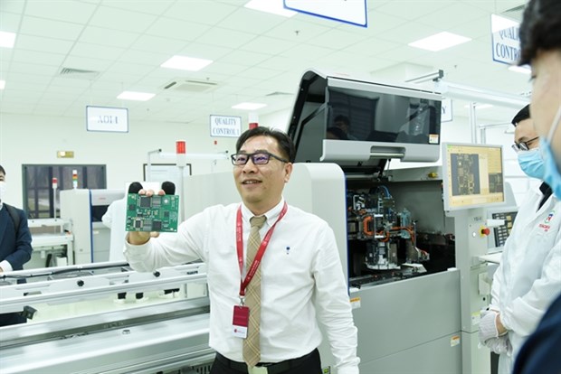 The first product is manufactured by the Da Nang-based surface-mount technology (SMT) factory at the city's Hi-tech Park (Photo courtesy Trung Nam Group)