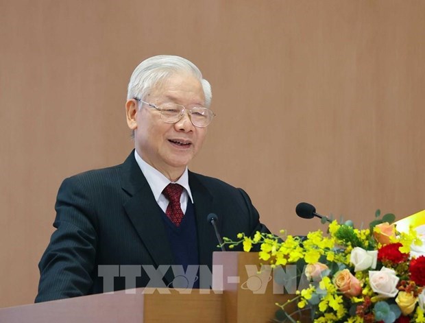 Party General Secretary and State President Nguyen Phu Trong speaks at the conference (Photo: VNA)