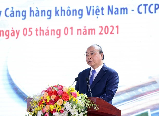 PM Nguyen Xuan Phuc speaks at the ground-breaking ceremony. (Photo: VNA)