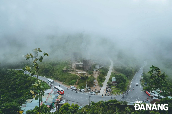 The Hai Van Quan (Hai Van Gate) national relic site hidden under a sea of clouds