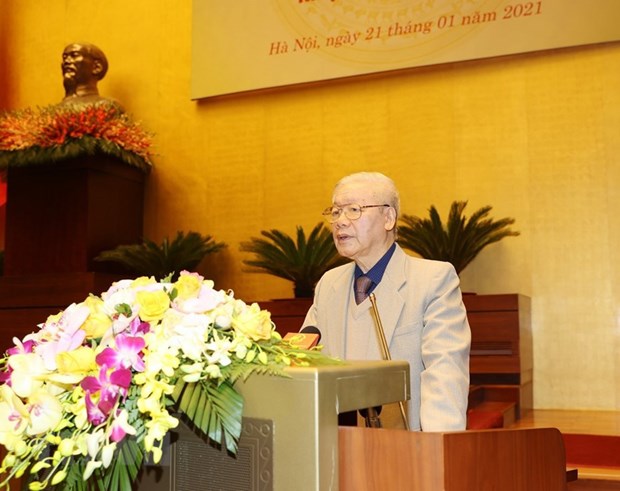 Party General Secretary and State President Nguyen Phu Trong addresses the national teleconference on January 21 (Photo: VNA)