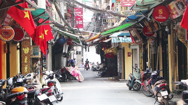 The otherwise busy Tạ Hiện Street in Hà Nội became quiet in March last year, when a nationwide lockdown order was imposed. — VNS Photo