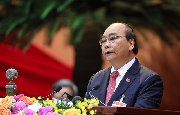 Politburo member, Prime Minister Nguyen Xuan Phuc delivers the opening remarks of the 13th National Party Congress on January 26 (Photo: VNA)