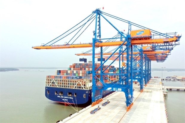 A container ship docked at Cai Mep Gemadept port-Terminal Link in Ba Ria-Vung Tau province. (Photo: VNA)