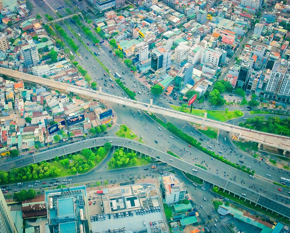  A prosperous corner of Sai Gon viewed from above