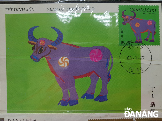 Collected stamps tell memorable events in the past. In the picture: A stamp with a buffalo image was issued on the occasion of the Lunar New Year 1997