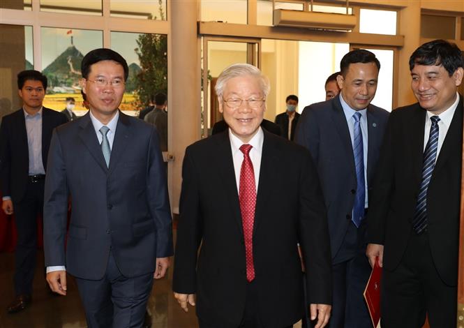 Tổng Bí thư, Chủ tịch nước Nguyễn Phú Trọng đến dự buổi lễ. Ảnh: Trí Dũng/TTXVN