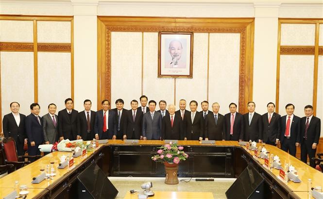 Tổng Bí thư, Chủ tịch nước Nguyễn Phú Trọng và các đại biểu dự buổi lễ. Ảnh: Trí Dũng/TTXVN
