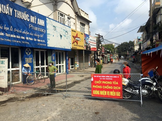 Health quarantine measure imposed on Tan Truong commune, Cam Giang district, Hai Duong province. (Source: VNA)