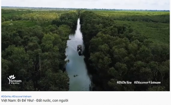 A screenshot of a video clip promoting Viet Nam's natural beauty (VNA)