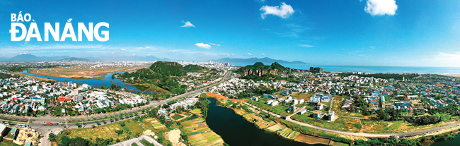 An overview of the Marble Mountains Tourist Area from above