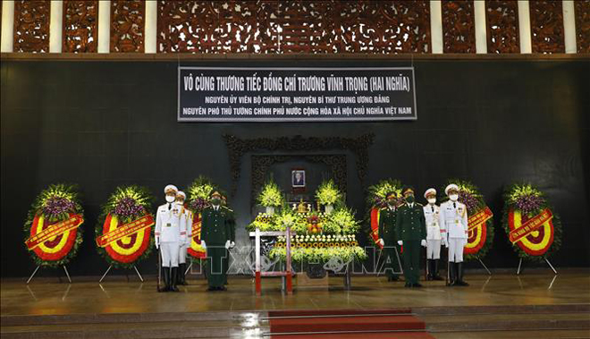Lễ viếng nguyên Phó Thủ tướng Trương Vĩnh Trọng tại Nhà tang lễ Quốc gia, số 5 Trần Thánh Tông, thành phố Hà Nội. Ảnh: Văn Điệp/TTXVN