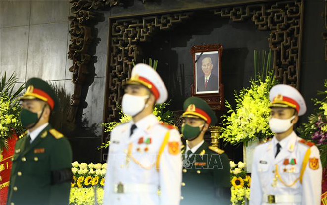 Di ảnh nguyên Phó Thủ tướng Trương Vĩnh Trọng tại Nhà tang lễ Quốc gia, số 5 Trần Thánh Tông, thành phố Hà Nội. Ảnh: Văn Điệp/TTXVN