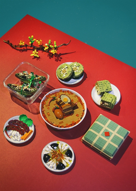 Huỳnh Cao Vũ Khang’s “Tet holiday” lego models which illustrate Vietnamese traditional Tet dishes and tree have been featured by Lego’s fanpage as “Build of the week”. Photo courtesy of Huỳnh Khang.